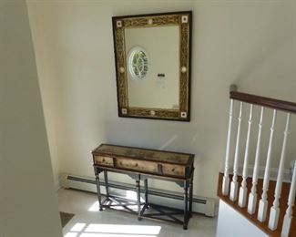 Decorative wall mirror, painted trim console table