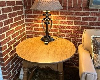 1 of 2 round end tables 
