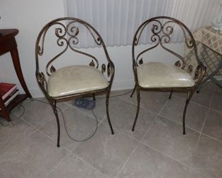 Pair of metal frame accent chairs