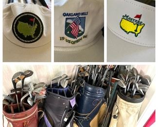 golf cap collection, golf bags and clubs, clubs clubs LOTS STILL AVAILABLE