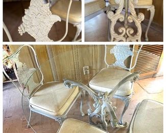 Beautiful condition MCM glass top iron dining set with 6 chairs GREAT BUY. STILL AVAILABLE