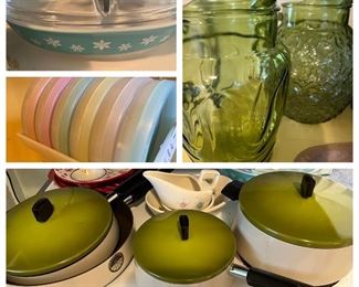 Vintage cookware, Tupperware and pitchers 