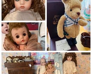 John Wright bear and antique dolls - still available