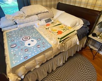 Bed, nightstand, touch lamps