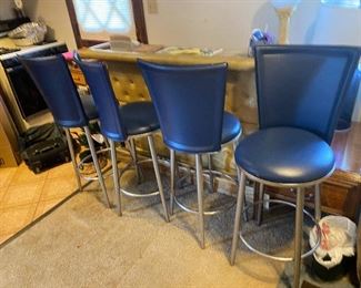 Set of barstools blue with chrome