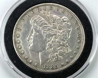 1885 Morgan Silver Dollar, U.S. $1 Coin, Cleaned