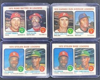 1973 Topps (4) Leaders Cards: Bench, Brock+