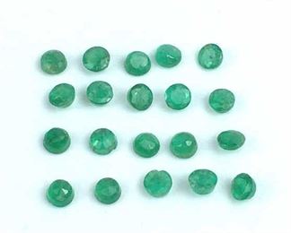 (20) Round Natural Green Emerald Gemstones