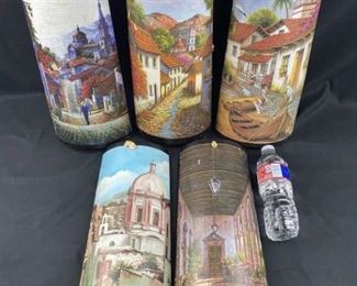 (5) Scenic Yucatan Art Terra Cotta Roof Tiles