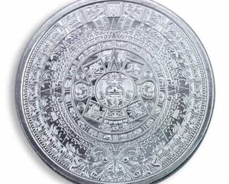 1oz Silver Aztec Calendar, High Detail Round .999