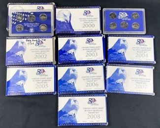 1999-2008 State Quarter Proof Sets All 50 States
