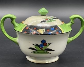 Vintage Hand Painted Gold Castle Sugar Dish, 1/2