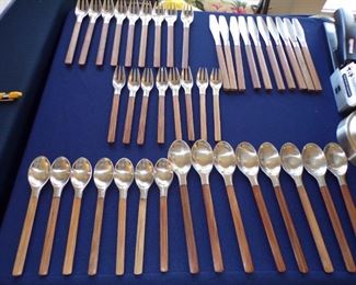 MCM Dansk Stainless & Bamboo "Toke" Flatware 42 pcs.