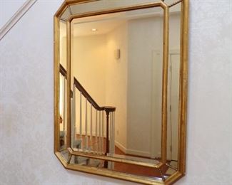 Mirror with gold shadowbox design