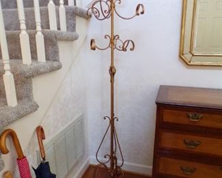 Decorative gold metal 2 piece hall tree