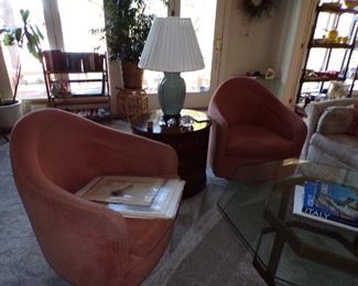 Swivel chairs, Thomasville table with drawers, etc.