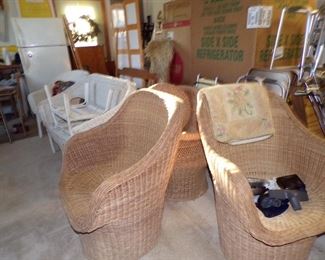 white and tan wicker furniture