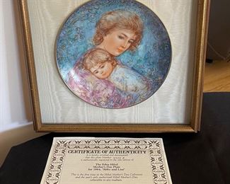 HIBEL 1984 "Abby and Lisa" Mother's Day Plate C.O.A. Framed Beautifully