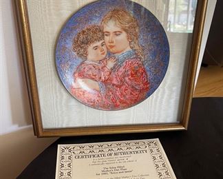 Hibel "Erica and Jamie" 1985 Mother's Day Plate FRAMED C.O.A.