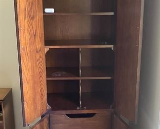 Antique Campaign Style Fitted Tall Cabinet/Armoire