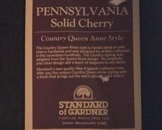 Standard of Gardner Pennsylvania Solid Cherry Console Table