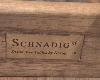 SCHANDIG DISTINCTIVE TABLES BY DESIGN - UNIQUE QUALITY FURNITURE MADE IN MADE IN GREENSBORO, NC....DECORATIVE WOODEN & GLASS TOP END TABLE.....(SCHANDIG END TABLES SELL RETAIL $600) .......OUR PRICE $100