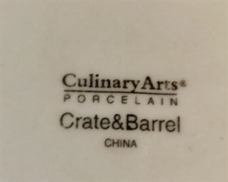CRATE & BARREL BRAND - CULINARY ARTS PORCELIN PLATES, BOWLS & CUPS 