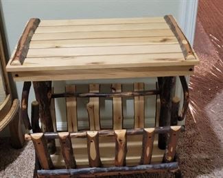 Amish Hickory Rustic End Table with Magazine Rack - RETAILS $673, OUR PRICE IS $100.00