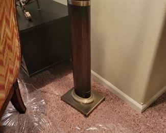 VINTAGE/MCM - SOLID WOOD & METAL BASE & TRIM FLOOR LAMP - (REPAIRED) - $125