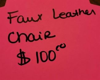 FAUX LEATHER CHAIR - $100