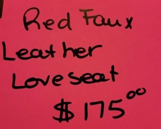 FAUX LEATHER - RED LOVESEAT - $175