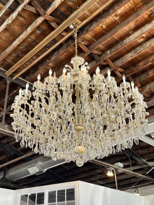 Oversized antique crystal chandelier salvaged from Truman Corners Movie Theater - the same style is hanging in Mission Hills Country Club. Asking $4000. Buyer must move.