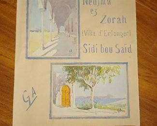 Watercolors of Villa d'Erlanger    Gift signed by Baroness Erlanger