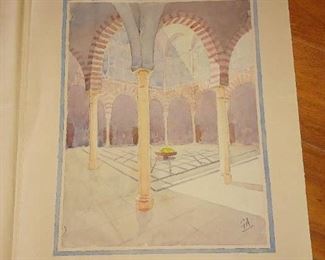 Watercolors of Villa d'Erlanger    Gift signed by Baroness Erlanger