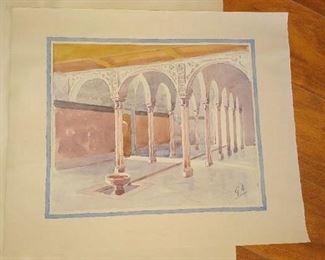 Watercolors of Villa d'Erlanger    Gift signed by Baroness Erlanger