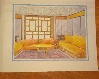 Watercolors of Villa d'Erlanger    Gift signed by Baroness Erlanger
