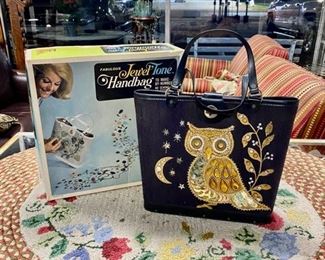 c.1960's, FABULOUS JEWEL TONE HANDBAG, Make by Number Owl Handbag, with Original Box 