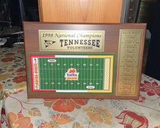 c.1998, TN VOLS TOSTITO'S FIESTA BOWL, Replica of Nat'l Championship Field with Brass Name Plate of Games Played and Official Scores of Each Game 