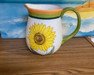 Hand Painted Sunflower Ceramic Pitcher 
