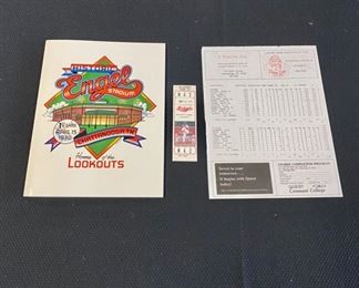 Sept 14, 1992 Chattanooga LOOKOUTS Program Book, SOUTHERN LEAGUE PLAYOFF GAME at ENGEL STADIUM, with the original Roster Line-up Insert, and a Ticket from the game