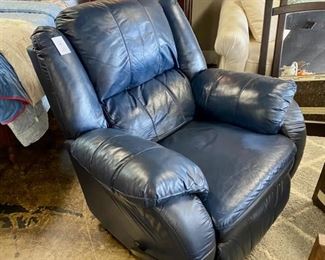 NAVY BLUE Leather Swivel Recliner by LANE FURNITURE CO. 