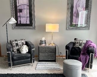 Retro black and chrome chairs - wall decor