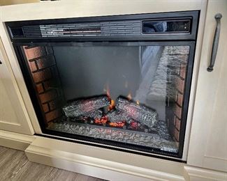 Cream Sliding Barn Door Electric Fireplace TV Stand Media Console 40 1/2" H x 68 1/4" W x 22 3/4" H - NEW DISCOUNTED PRICE - NOW ONLY $350.00