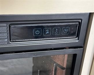 Cream Sliding  Barn door style entertainment center/media cabinet with fireplace insert 40 1/4" H x 68 1/4" W X 15 1/2" D - FIREPLACE 28"w X 22 3//4" h