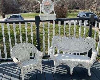 ChildS wicker sofa and chair