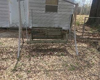Outside wooden swing 