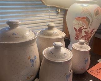 Vintage Blue Goose canister set