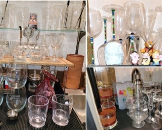 Crystal and Glass bar:  stemless wine, Martini, Riedel. Many unique fun pieces - most new