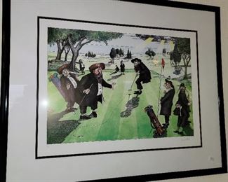 Judaic framed art - golfers