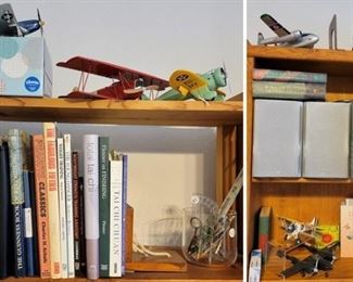 Books, small stereo and many model planes and boats